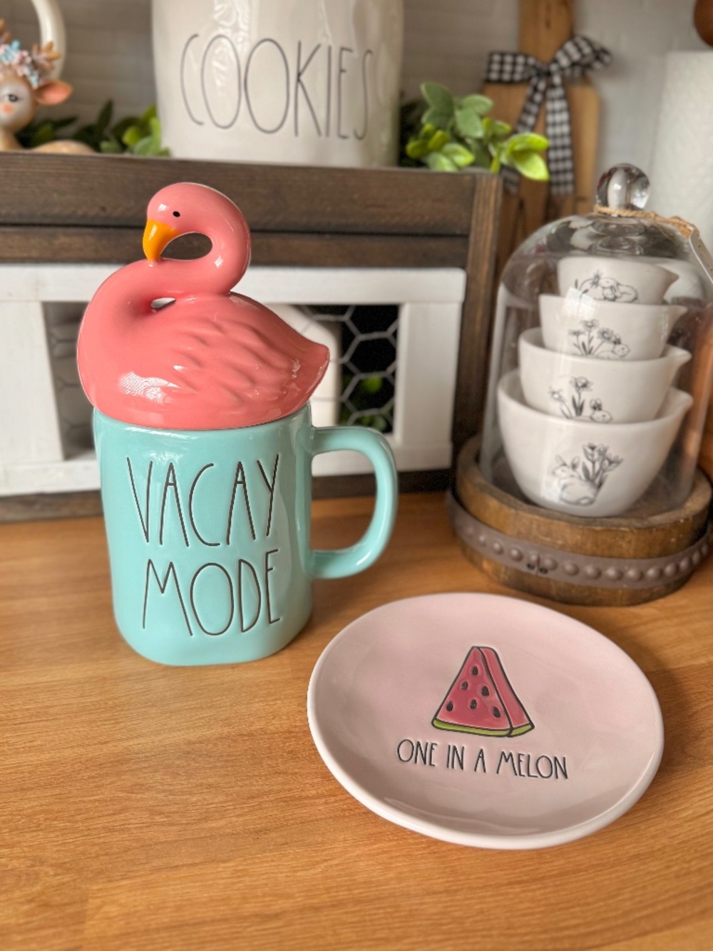 Rae Dunn Vacay Mode Mug & One In A Melon Dish